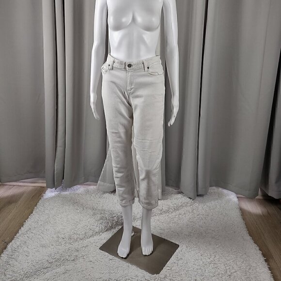 Paige Kylie Crop White Jeans With 5 Pockets Zip Fly With Button Closure Size 32 - Picture 2 of 12